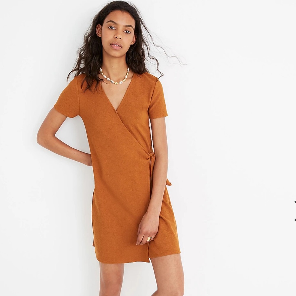 MADEWELL Texture & Thread Side-Tie Dress medium Rust